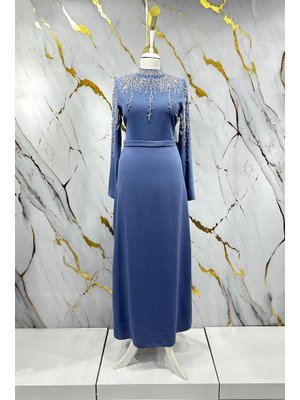 İndigo Alin Krep Abiye Elbise İndigo Alin Krep Abiye Elbise