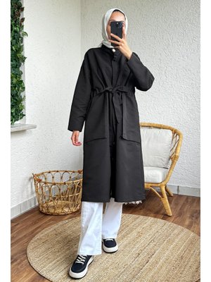 Siyah Bel Büzgü Kuşaklı Kap