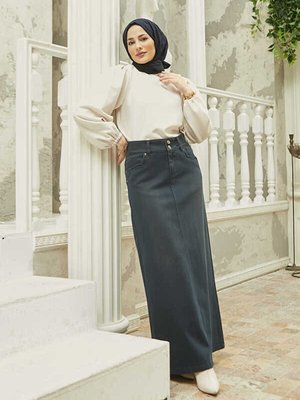 Denim Etek İndigo Denim Etek İndigo