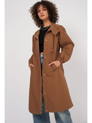 Taba Astarlı Uzun Trençkot Taba Astarlı Uzun Trençkot