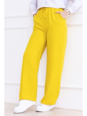 Sarı Abel Bol Paça Cepli Ayrobin Pantolon