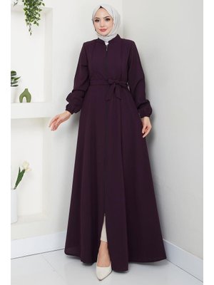 Mürdüm Kuşaklı Ferace Mürdüm Kuşaklı Ferace