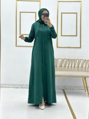 Cm Boyunca Keten Fermuarlı Yazlık Ferace Cm Boyunca Keten Fermuarlı Yazlık Ferace