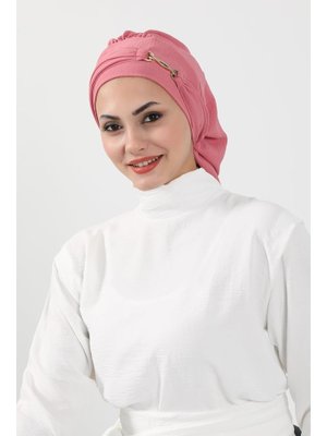 Koyu Pembe Aerobin Kumaş Aksesuarlı Hazır Türban,ht Koyu Pembe Aerobin Kumaş Aksesuarlı Hazır Türban,ht