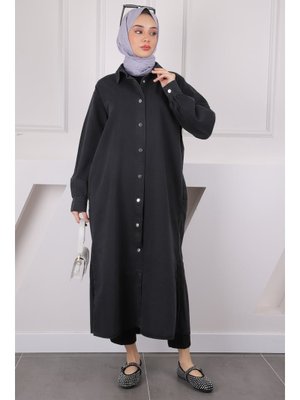 Siyah Cepli Çıtçıtlı Kot Kap Siyah Cepli Çıtçıtlı Kot Kap