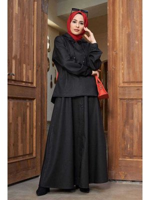Siyah Denim Etek Ve Tunik İkili Takım