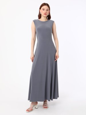 Antrasit Bisiklet Yakalı Kolsuz Sandy Kumaş Elbise Antrasit Bisiklet Yakalı Kolsuz Sandy Kumaş Elbise