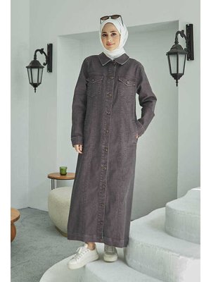 Bordo Denim Uzun Ceket Bordo Denim Uzun Ceket