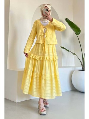 Sarı Brode Bağlamalı Etekli Takım