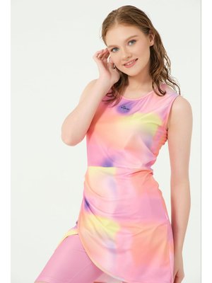 Anvelop Etekli Sıfır Kol Yarı Kapalı Mayo