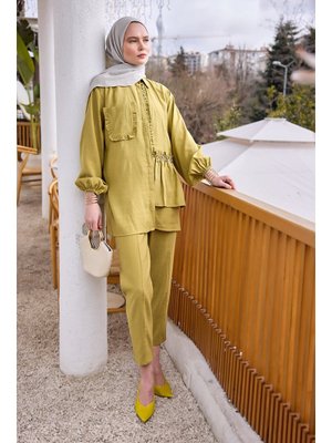 Cebi Taş Detaylı Takım Yağ Yeşil Cebi Taş Detaylı Takım Yağ Yeşil