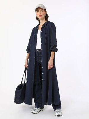 Lacivert Yumuşak Tuşeli Kapüşonlu Kap / Pardesü Lacivert Yumuşak Tuşeli Kapüşonlu Kap / Pardesü