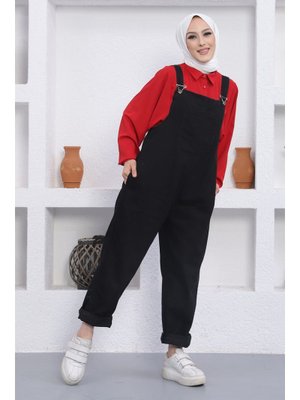 Ön Cep Detaylı Tulum/siyah