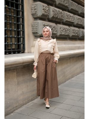 Kahverengi Beli Lastikli Poplin Etek Kahverengi Beli Lastikli Poplin Etek