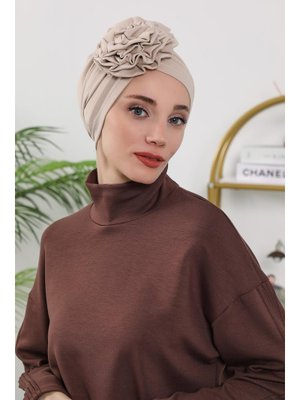 21o Bej Dört Mevsim Kullanıma Uygun Güllü Bone,b 21o Bej Dört Mevsim Kullanıma Uygun Güllü Bone,b