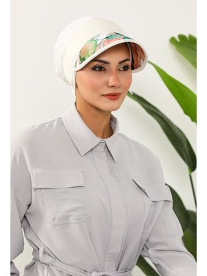 Sonbahar Çıkarılabilir Desenli Siperlikli Bone,b 92d Krem Sonbahar Çıkarılabilir Desenli Siperlikli Bone,b 92d Krem