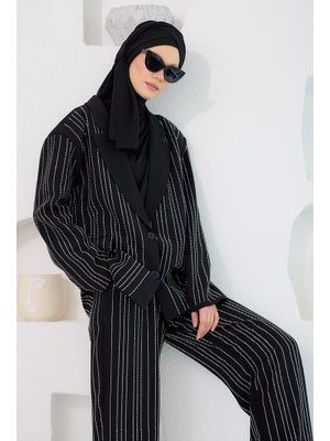 Siyah Full Taşlı Blazer Ceketli Takım Siyah Full Taşlı Blazer Ceketli Takım