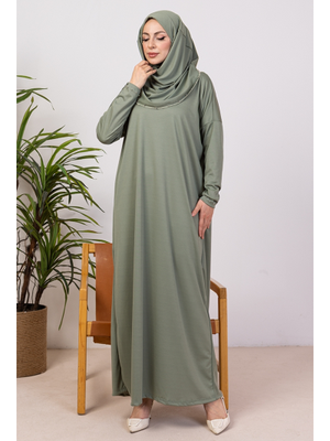 Haki Taşlı Pratik Tek Parça Namaz Elbisesi
