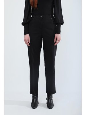 Siyah Beli Lastikli Likralı Esnek Jean Pantolon