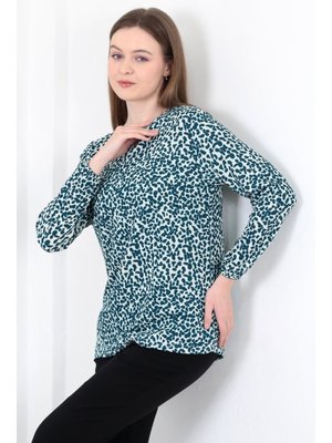 Mavi Ekru Bürümcük Bağcıklı Yaka