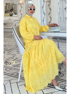 Sarı Taş Detaylı Fisto Etekli Takım