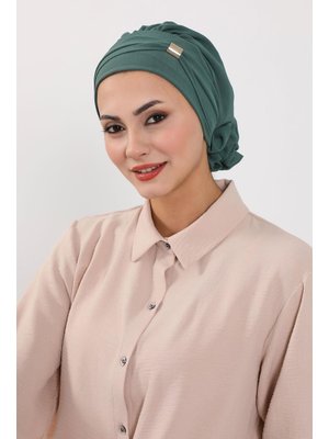 Açık Yeşil Aksesuarlı Aerobin Kumaş Hazır Türban,ht Açık Yeşil Aksesuarlı Aerobin Kumaş Hazır Türban,ht
