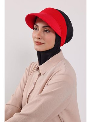 Kırmızı Nijya Boneli Çıkarılabilir Siperlikli Bone Türban,b Siyah Kırmızı Nijya Boneli Çıkarılabilir Siperlikli Bone Türban,b Siyah