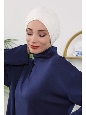 13o Ekru Dört Mevsim Kullanıma Uygun Mihrace Pileli Bone,b 13o Ekru Dört Mevsim Kullanıma Uygun Mihrace Pileli Bone,b