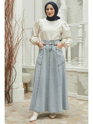 Mavi Kar Yıkama Etek