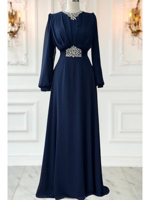 Lacivert Faran Abiye Elbise