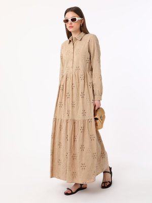 Kum Beji Brode Kumaşlı Elbise
