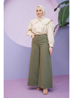 Haki Gabardin Pantolon Etek Haki Gabardin Pantolon Etek