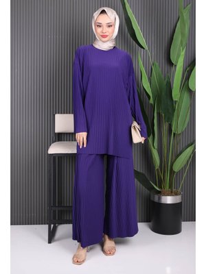 Mor Piliseli Sandy Tunik Pantolon Takım