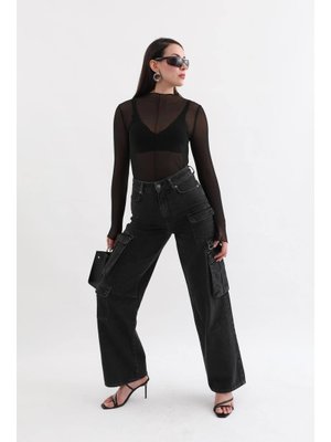 Antrasit Kargo Cepli Jean Pantolon