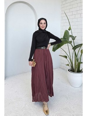 Bordo Kırışık Etek Bordo Kırışık Etek