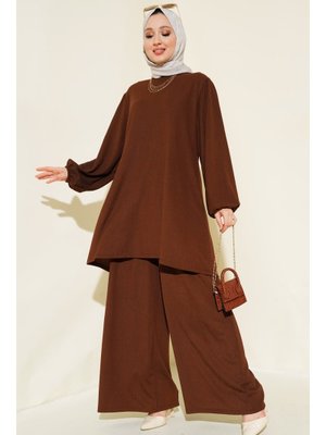 Kahverengi Tunik Pantolon Alt Üst Takım Kahverengi Tunik Pantolon Alt Üst Takım