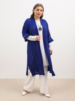 Saks Mavi Büyük Beden İkili Takım