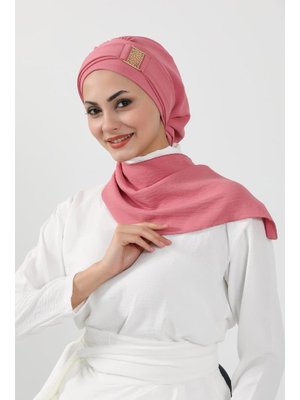 11a Koyu Pembe Gold Aksesuarlı Aerobin Kumaş Hazır Türban,ht 11a Koyu Pembe Gold Aksesuarlı Aerobin Kumaş Hazır Türban,ht
