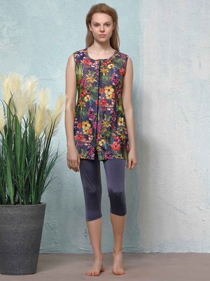 Gri Nehar Liva Yarım Kapalı Mayo