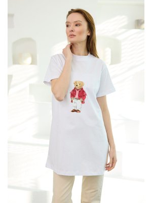 Beyaz Erkek Ayıcık Baskılı Basic Kısa Kollu İçlik Beyaz Erkek Ayıcık Baskılı Basic Kısa Kollu İçlik