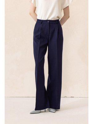 Lacivert Yüksek Bel Bol Paça Palazzo Pantolon