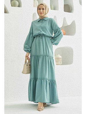 Mint Yeşili Carla Büzgülü Elbise