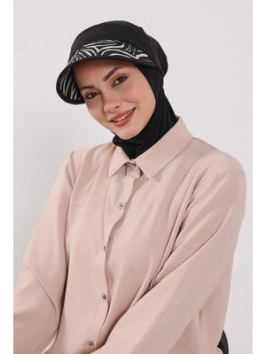 Zebra Desen Nijya Boneli Çıkarılabilir Desenli Siperlikli Bone Türban,b 91d Siyah Zebra Desen Nijya Boneli Çıkarılabilir Desenli Siperlikli Bone Türban,b 91d Siyah