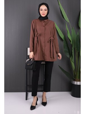 Kahverengi Bel Kuşaklı Tunik