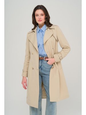 Bej Pelerin Ve Apolet Detaylı Kruvaze Astarlı Trençkot Bej Pelerin Ve Apolet Detaylı Kruvaze Astarlı Trençkot