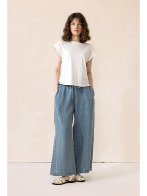 Mavi Beli Lastikli Salaş Yumuşak Kot Pantolon