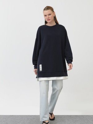 Lacivert Modal Kumaş Arma Ve Fermuar Detaylı Sweatshirt Lacivert Modal Kumaş Arma Ve Fermuar Detaylı Sweatshirt