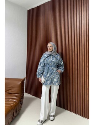 Mavi Payetli Kot Ceket