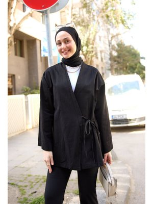 Siyah Yandan Bağlamalı Ceket Siyah Yandan Bağlamalı Ceket