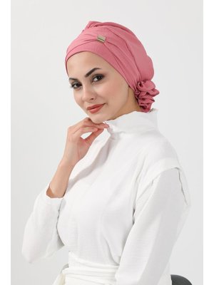 Koyu Pembe Aksesuarlı Aerobin Kumaş Hazır Türban,ht Koyu Pembe Aksesuarlı Aerobin Kumaş Hazır Türban,ht